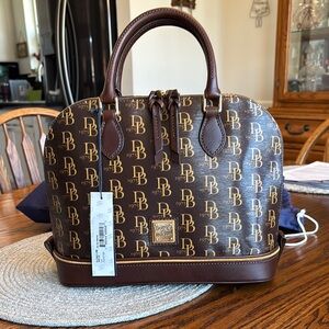 Dooney & Bourke Brown Logo Satchel Bag